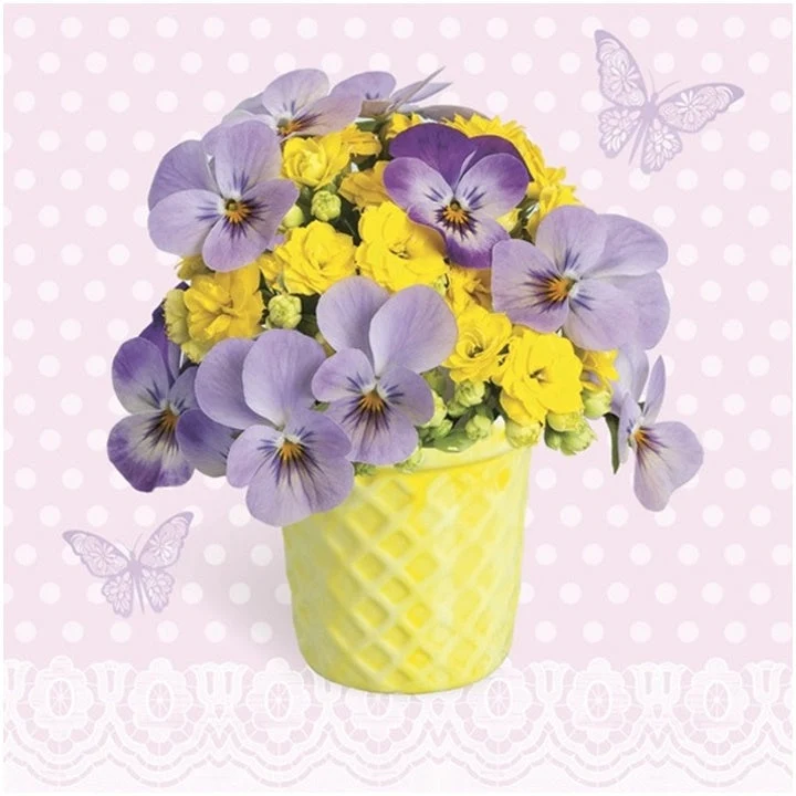 Decoupage Napkins Violets and Primroses - 1 pc