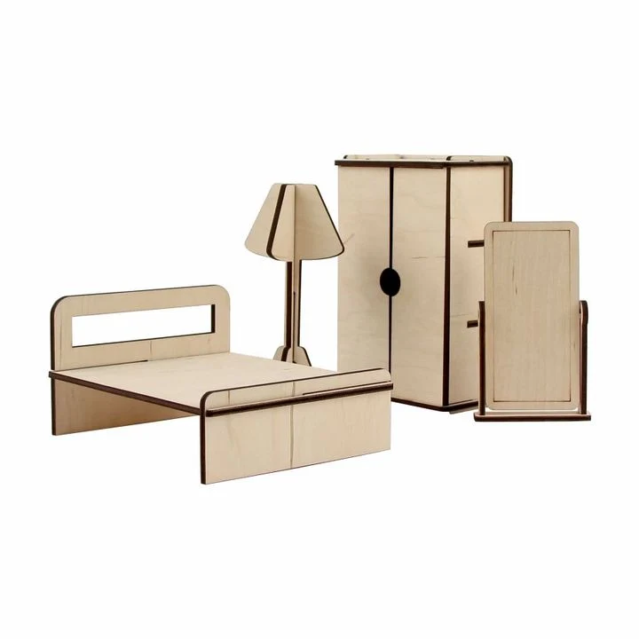 ROSA TALENT Doll Furniture Set, Bedroom 1, Modern Style, Set of 4
