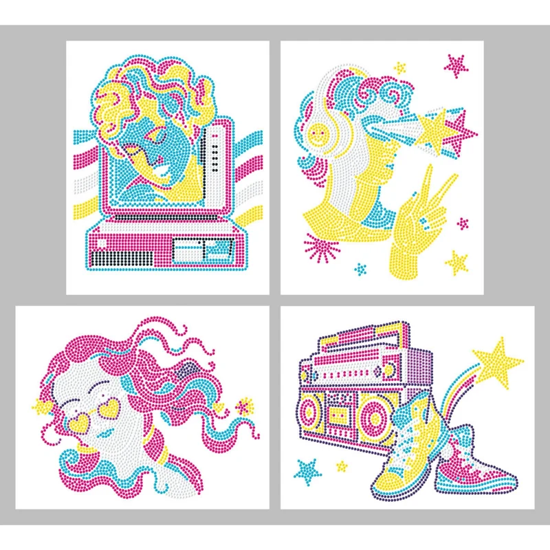 Diamond Dotz - Neon Flock Black, 4Pack, 20x25cm, Retro Classic