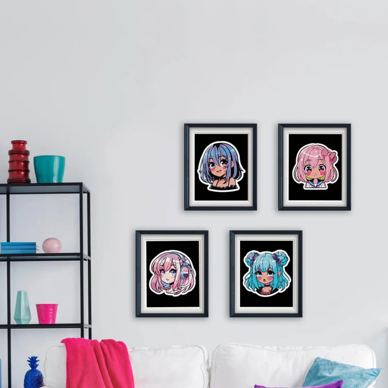 Diamond Dotz - Neon Flock Black, 4Pack, 20x25cm, Anime Girls