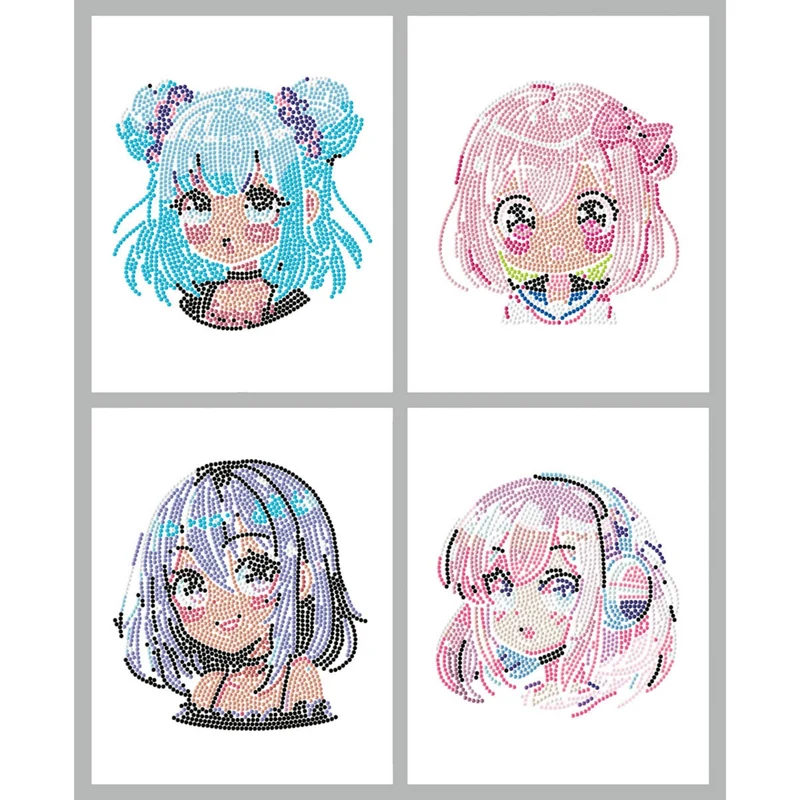 Diamond Dotz - Neon Flock Black, 4Pack, 20x25cm, Anime Girls