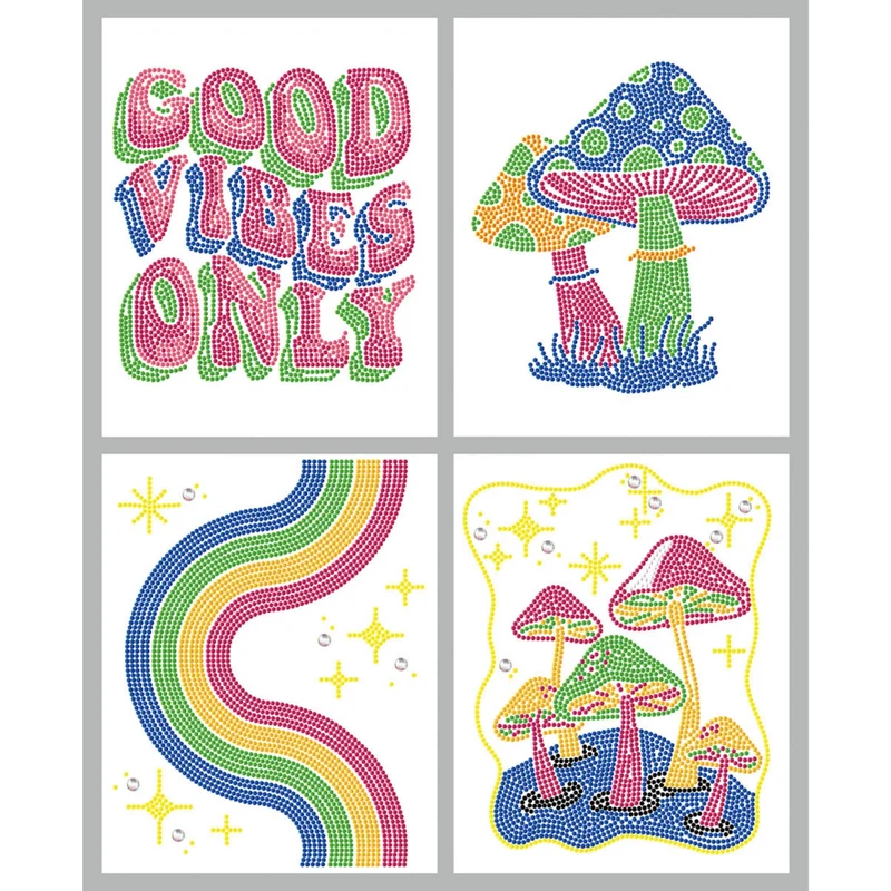 Diamond Dotz - Neon Flock Black, 4Pack, 20x25cm, Good Vibes