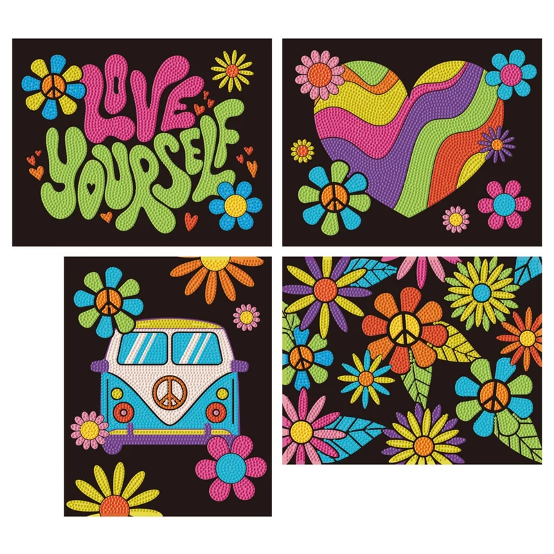 Diamond Dotz - Neon Flock Black, 4Pack, 20x25cm, Good Vibes
