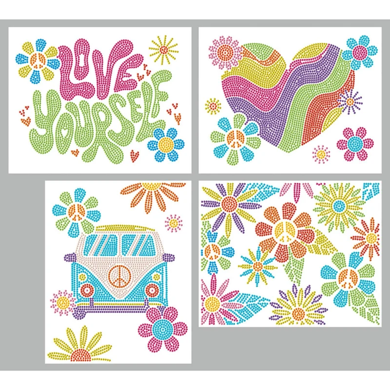 Diamond Dotz - Neon Flock Black, 4Pack, 20x25cm, Peace & Love
