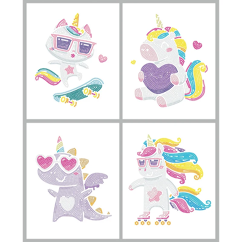 Diamond Dotz - Neon Flock Black, 4Pack, 20x25cm, Neon Unicorn