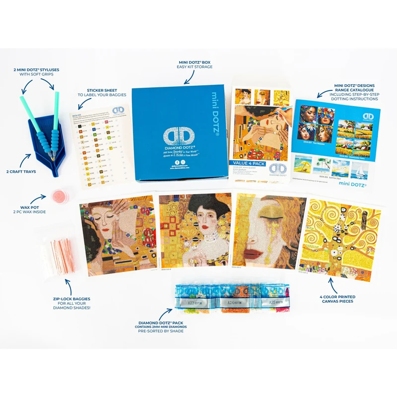 Diamond Dotz - Mini Dotz Set, 4Pack, 13x13cm, Glitter Gold Kmilt Quartet