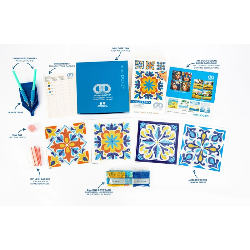 Diamond Dotz - Mini Dotz Set, 4Pack, 13x13cm, Lisbon Tiles