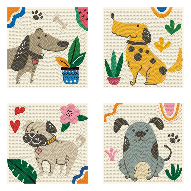 Diamond Dotz - Mini Dotz Set, 4Pack, 13x13cm, Diggety Dogs