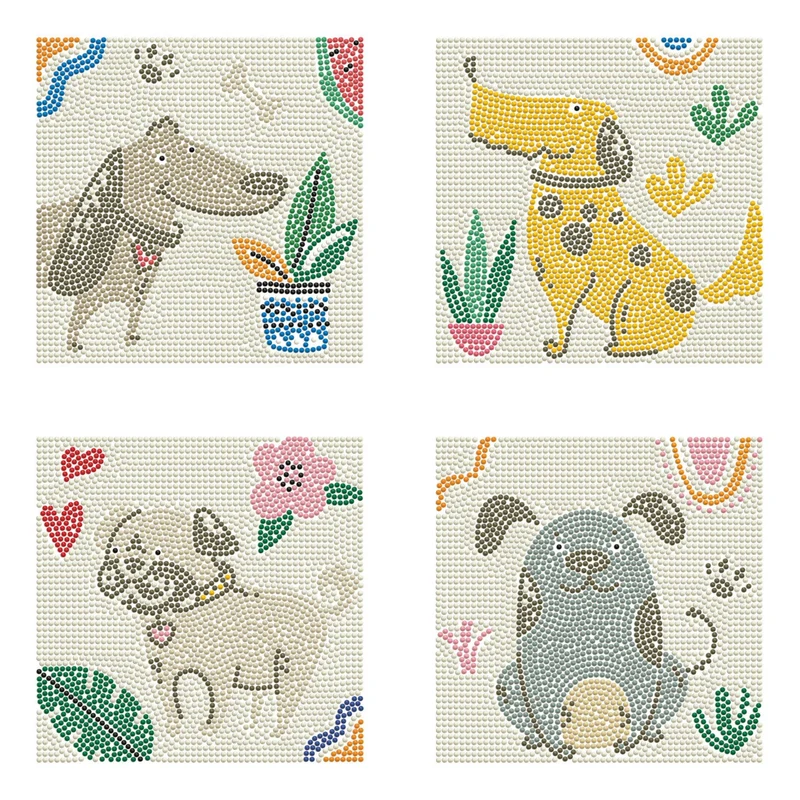 Diamond Dotz - Mini Dotz Set, 4Pack, 13x13cm, Diggety Dogs