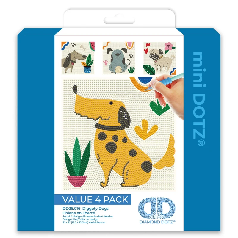 Diamond Dotz - Mini Dotz Set, 4Pack, 13x13cm, Diggety Dogs