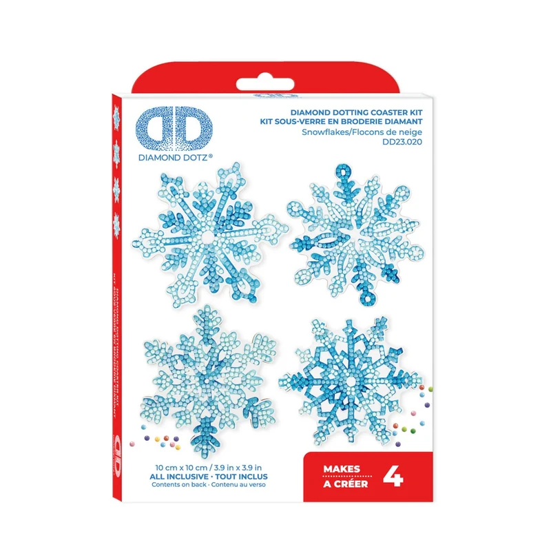 Diamond Dotz, Coasters, 4Pack, 10x10cm, Snowflakes