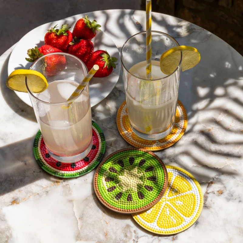 Diamond Dotz, Coasters, 4Pack, 10x10cm, Tutti Frutti