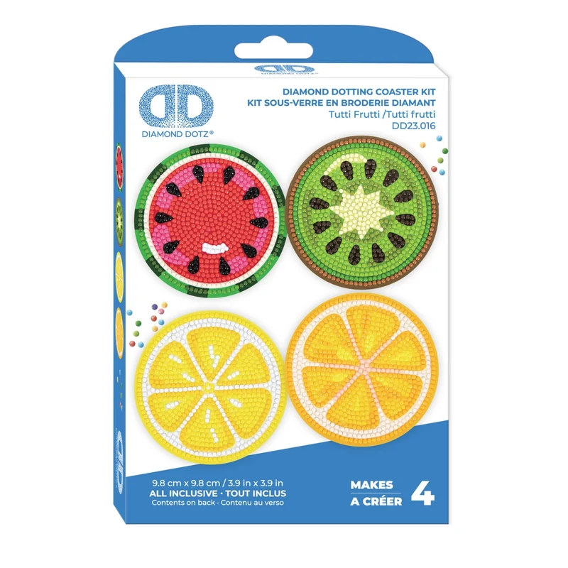 Diamond Dotz, Coasters, 4Pack, 10x10cm, Tutti Frutti