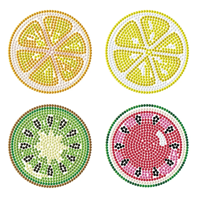 Diamond Dotz, Coasters, 4Pack, 10x10cm, Tutti Frutti