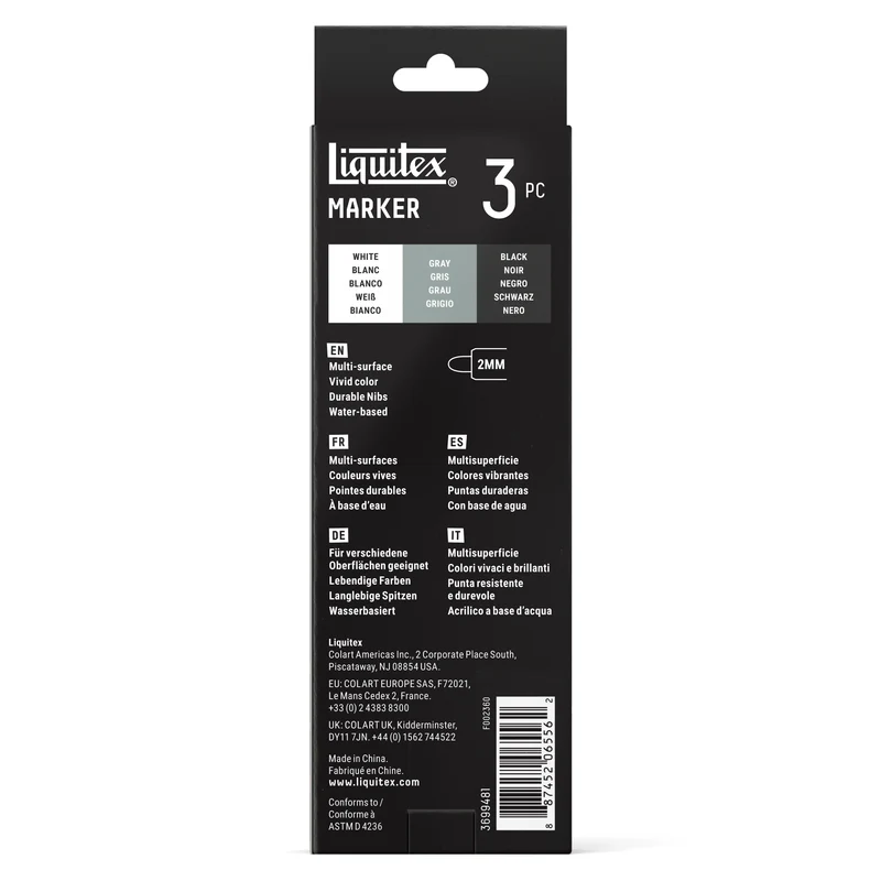 Liquitex - Marker Set 3x2mm, Set 1 - Monochrome