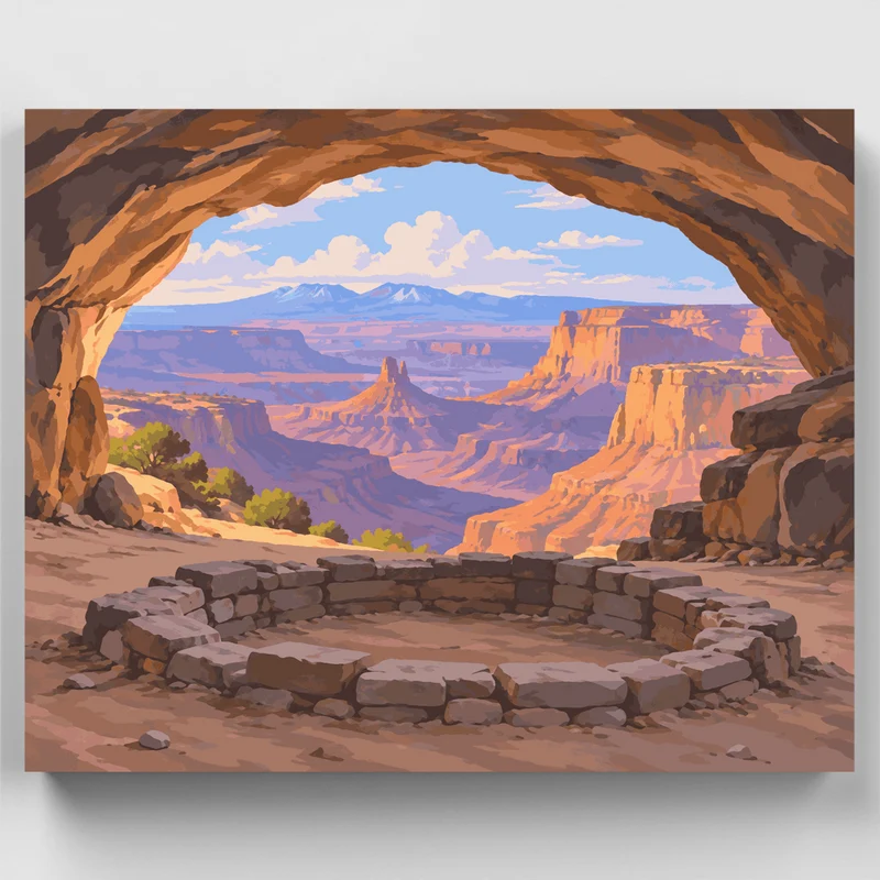 False Kiva Canyon View - Paint by Numbers Kit