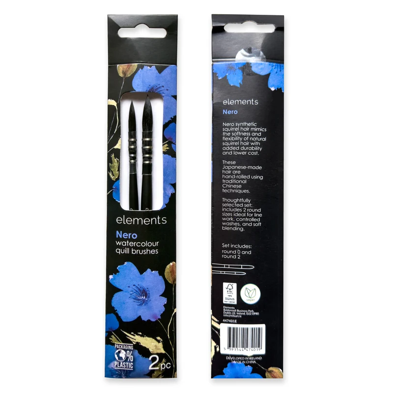 Elements 2x Nero Watercolour Quill Brush Set