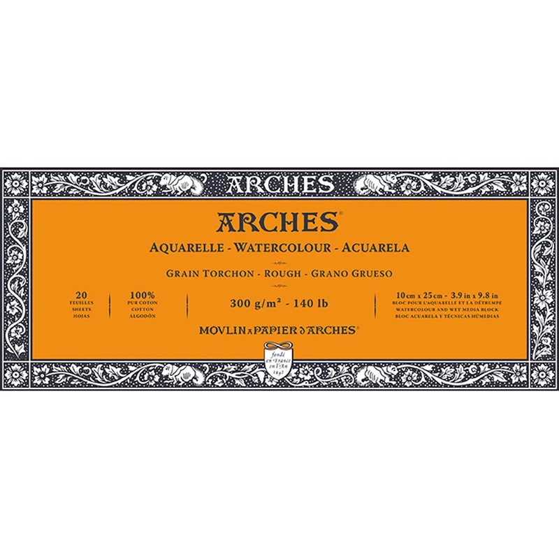 Arches - Watercolour paper - Block - 4x10 inch | 10x25cm - Rough