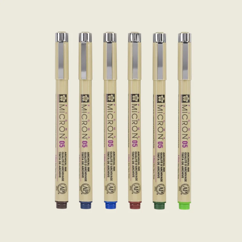 Sakura Pigma Micron Fineliner Set, 6 Farben