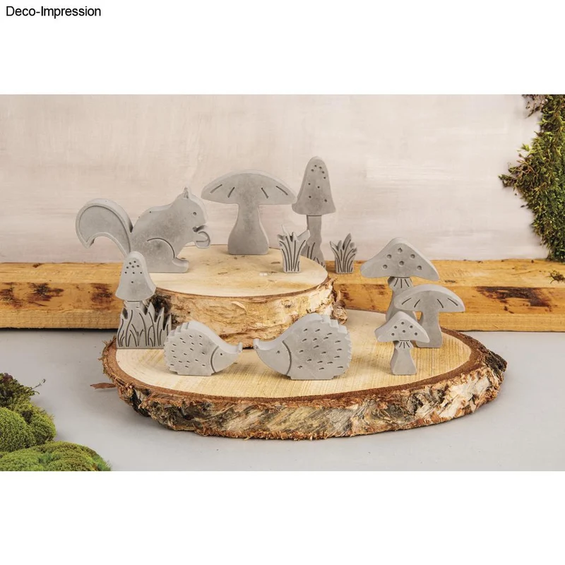 Silikon-Gießform Herbst-Motive – 11-teilig mit Pilzen und Gräsern