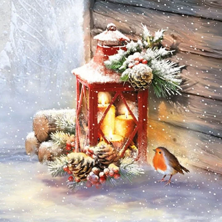 Robin by Lantern Decoupage Napkins, 1 pc