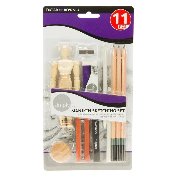 Daler-Rowney Sketching Set with Mannequin, 11-Piece