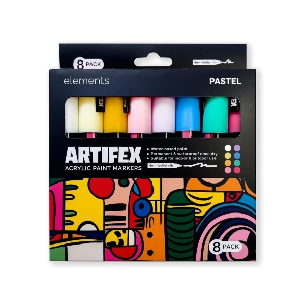 Elements - Artifex Acrylic Paint Markers 8x 5-6mm Pastel set