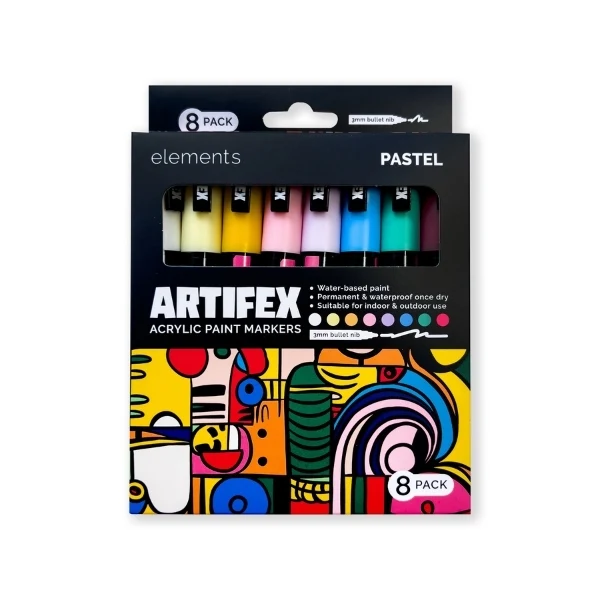 Elements - Artifex Acrylic Paint Markers 8x 2-3mm Pastel Set