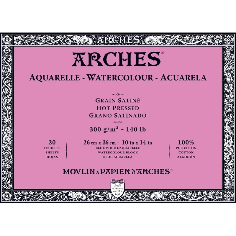 Arches - Watercolour paper - Block - 10" x 14"- 26 x 36 cm - HP