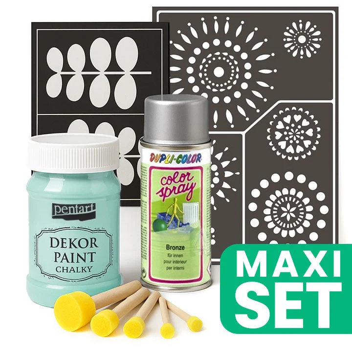 Furniture Renovation Set with Silver Spray Paint, Green Patina