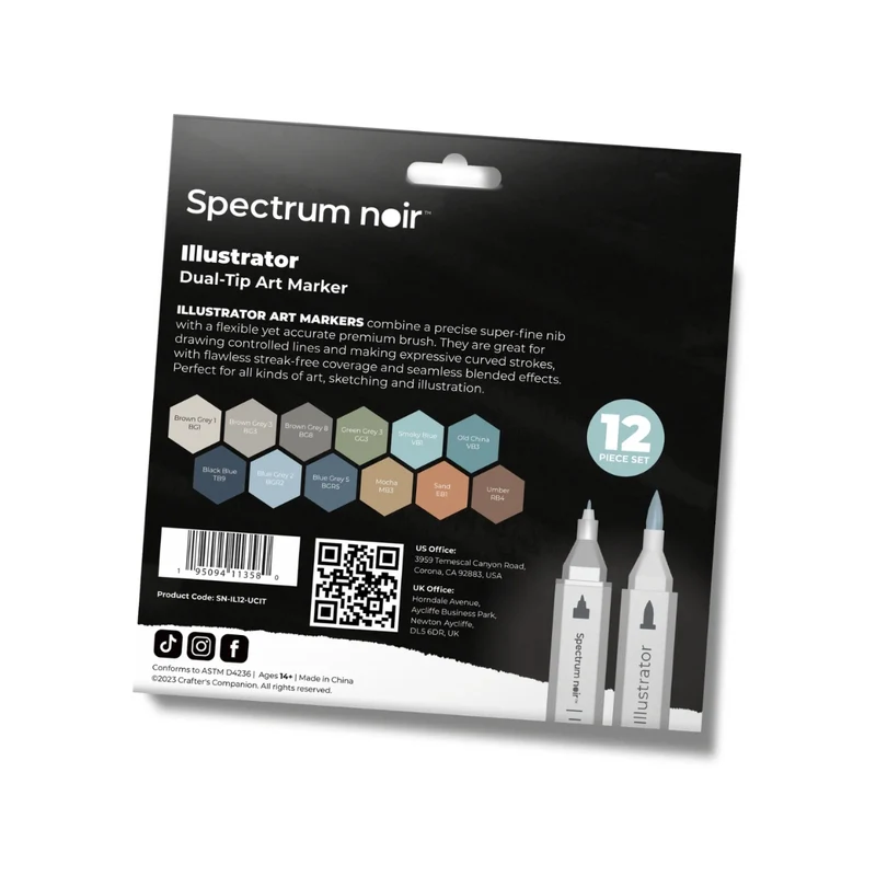 Spectrum Noir - Dual-tip Alcohol Brush Markers - Illustrator (12PC) - Urban Cityscape