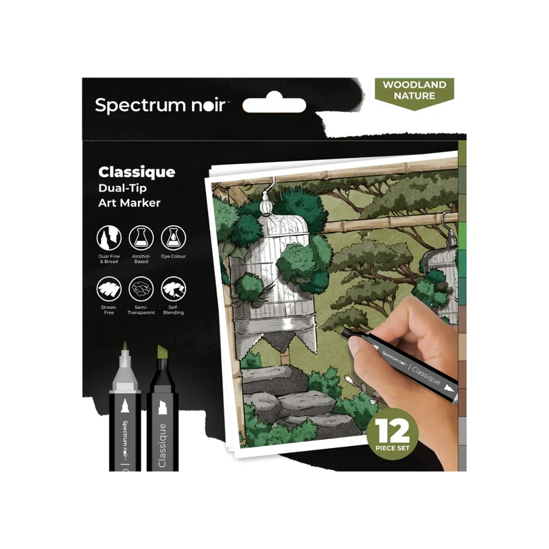 Spectrum Noir - Dual-tip Alcohol Markers - Classique (12PC) - Woodland Nature