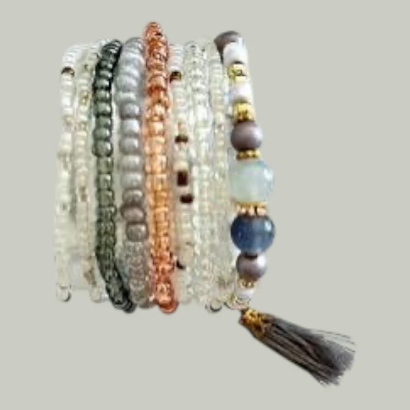Glorex Armband‑Set DIY – Grau‑Weiss (für 6–9 Armbänder)