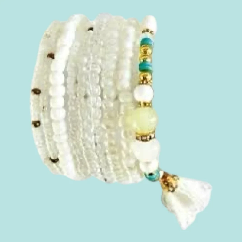 Glorex Armband‑Set DIY – Weiss‑Grün (für 6–9 Armbänder)