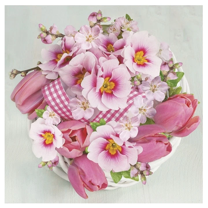 Decoupage Napkins Pink Bunch - 1 pc