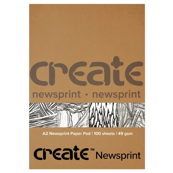 Create - Newsprint A2 49GSM 100 Sheets - Bound