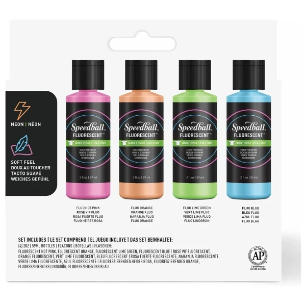 Speedball - Fabric inks Fluorescent 2oz / 59ml x 4 colours