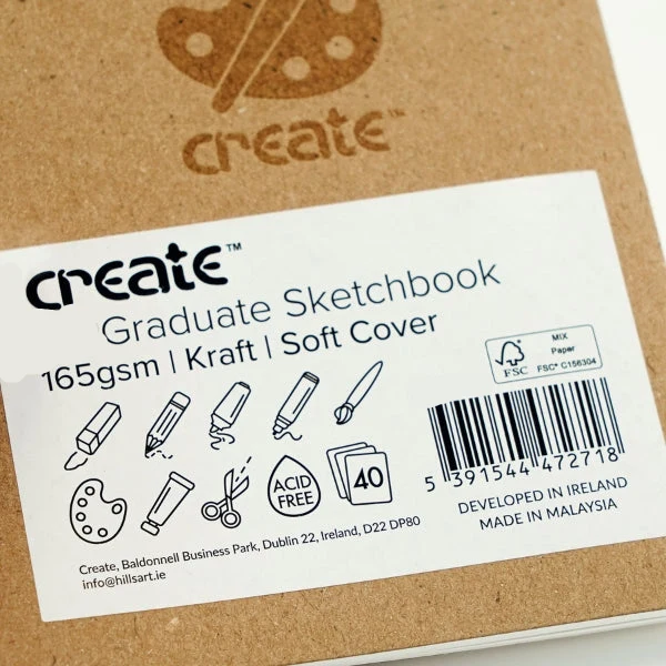 Create - Graduate Kraft Sketch Pad - A4 - 165gsm - 40 White Sheets