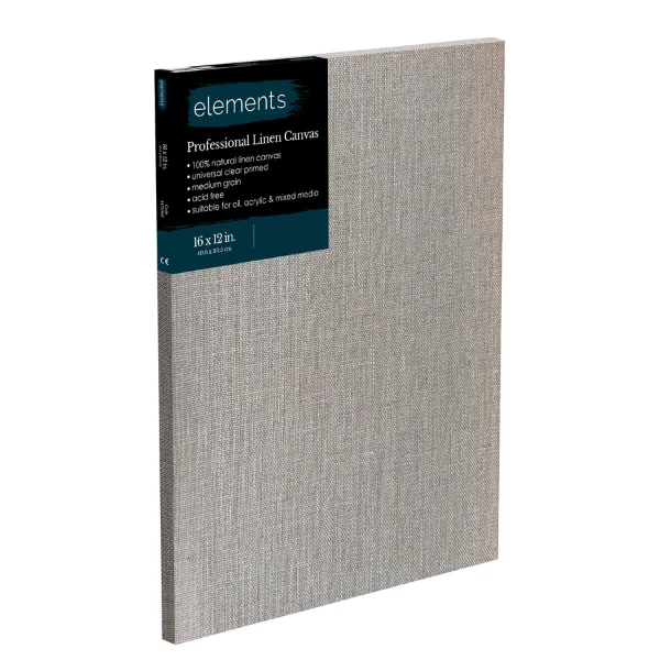 Elements - Professional Linen Canvas Standard Edge - Clear Gesso 16x12" 40x30cm