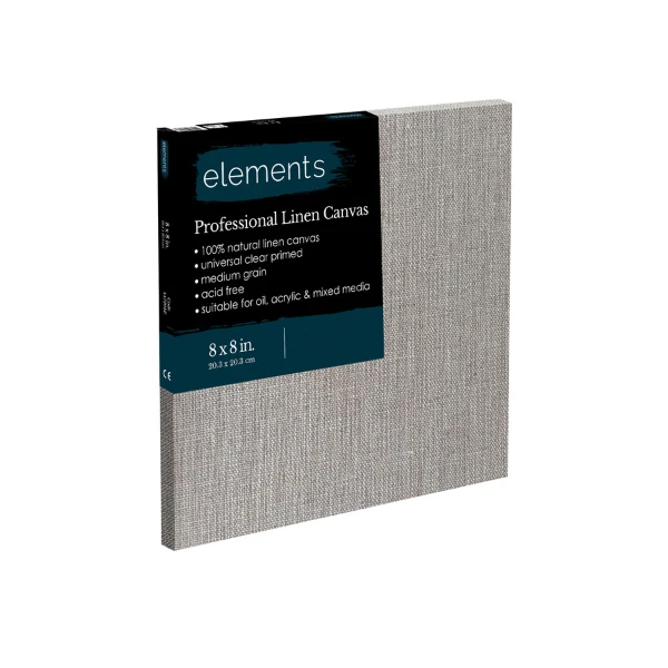 Elements - Professional Linen Canvas Standard Edge - Clear Gesso 8x8" 20x20cm
