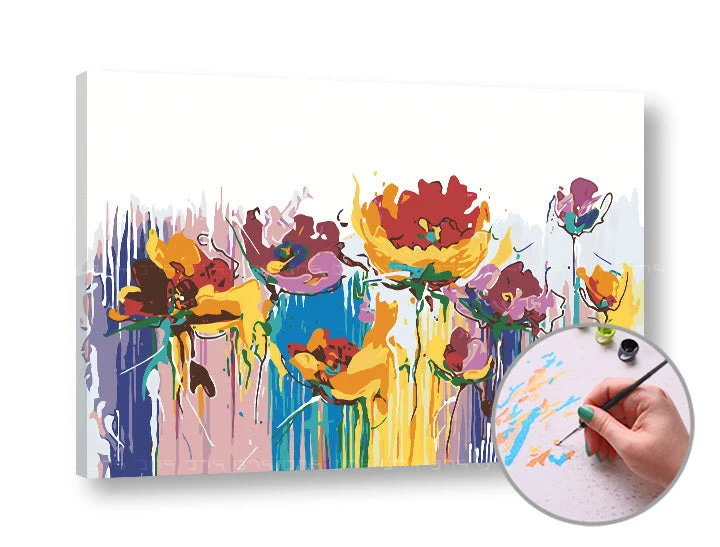 Paint by Numbers COLORFUL FLOWERS – Intermediate Difficulty