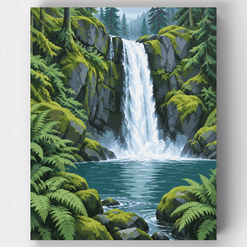 Bwindi Forest Waterfall - Paint by Numbers Kit