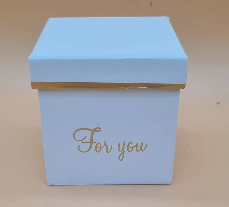 Box mit Deckel 7x7cm "Weiß/Gold 679"