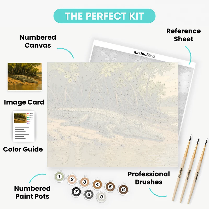 American Crocodile Basking - Paint by Numbers Kit