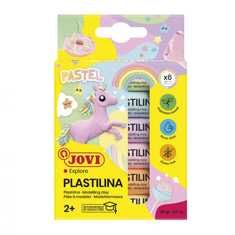 Jovi - Plastilina Modeling Clay - 6 bars 15g assorted Pastel colours