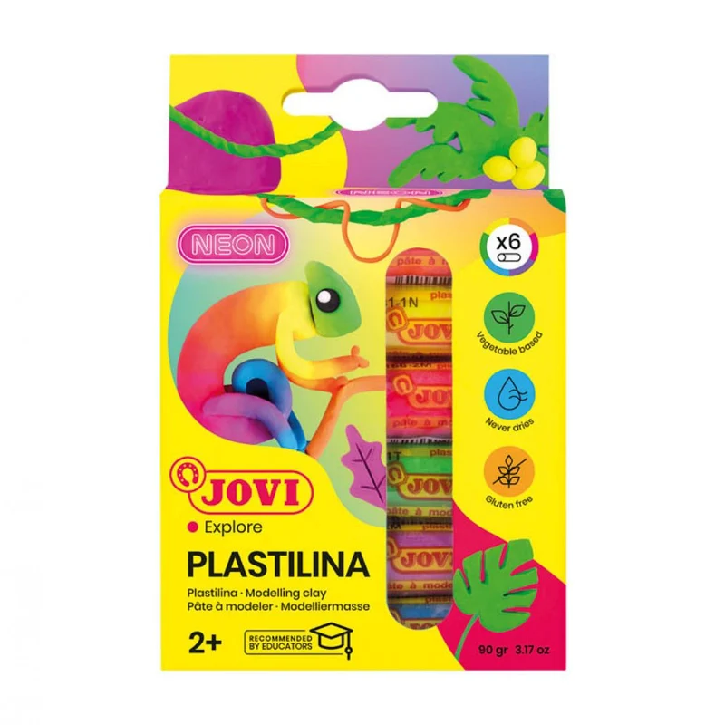 Jovi - Plastilina Modeling Clay - 6 bars 15g assorted Neon colours