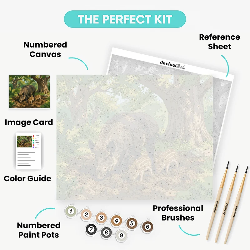 Boar Family Rooting - Paint by Numbers Kit