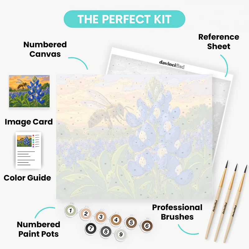 Bee and Bluebonnet - Paint by Numbers Kit
