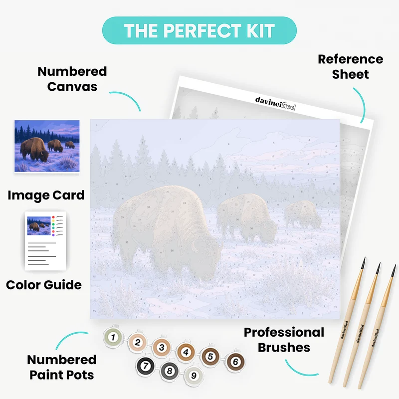 Bison at Blue Hour - Paint by Numbers Kit
