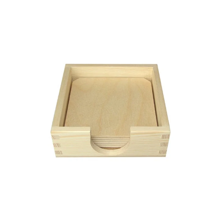 Wooden Box with 6 Coasters